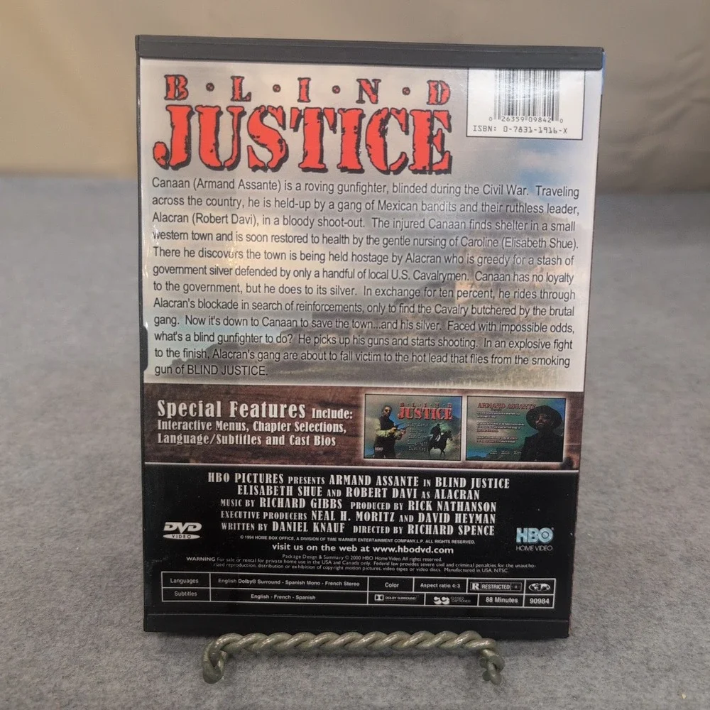 Blind Justice DVD Armand Assante Elisabeth Shue HBO Home Video Western Action - Picture 2 of 2